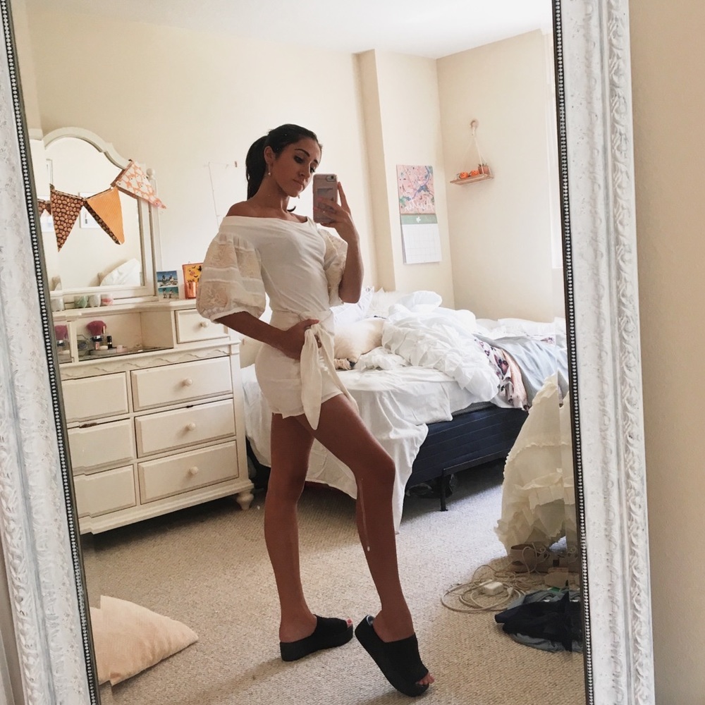 FREE PEOPLE off the shoulder bubble sleeve top